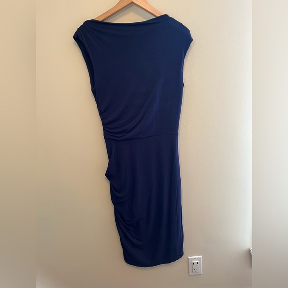 Bordeaux Draped Navy Dress - Picture 3 of 6